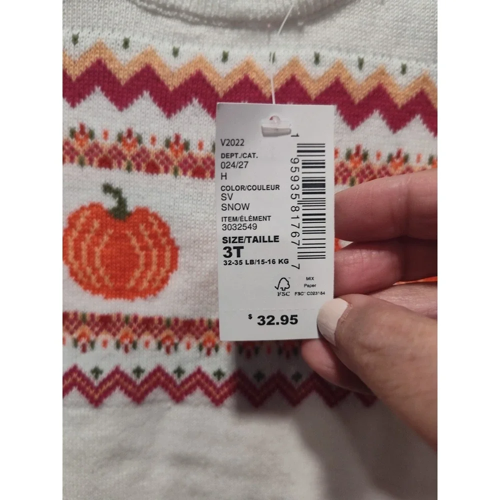 Children's Place Pumpkin Sweater Dress-NWT 3T‎